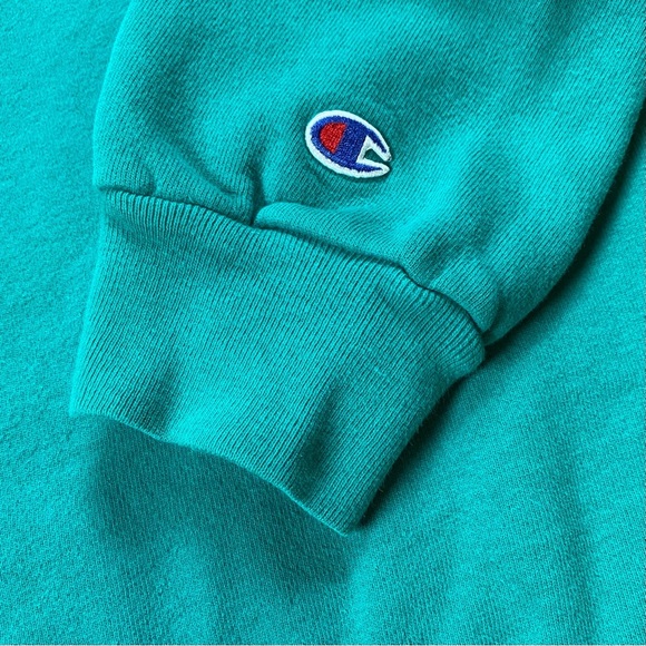 Vintage 90s Champion Script Sea Green Crewneck Sweatshirt - Picture 3 of 6